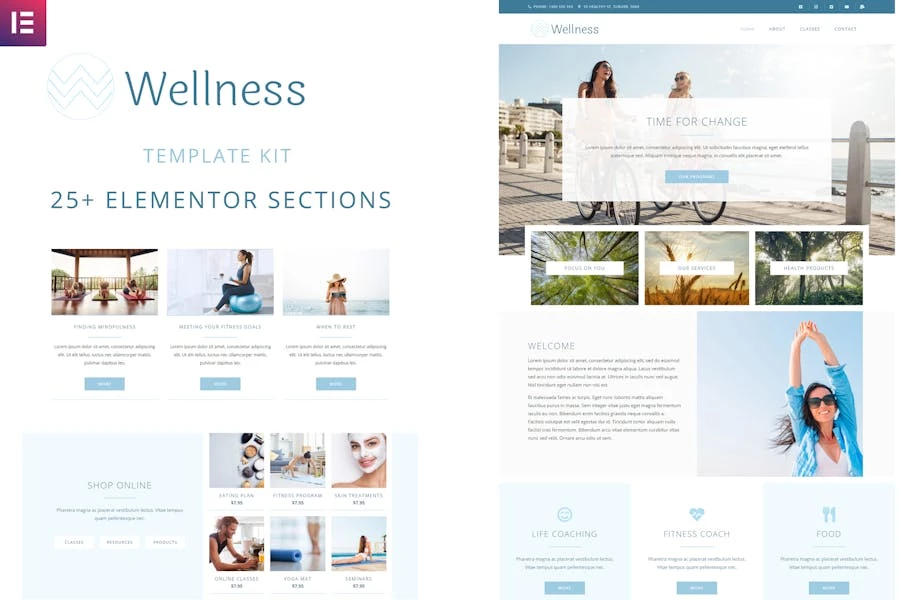 Wellness – Kit de plantillas Elementor