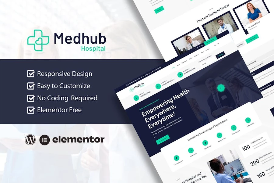 MedHub – Kit de plantillas Elementor para hospitales y médicos