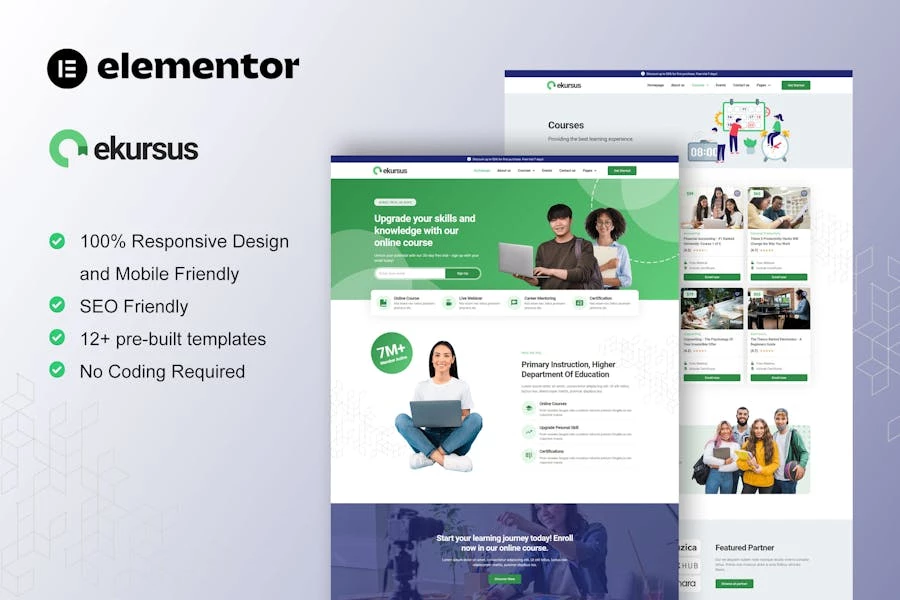 eKursus – Template Kit Elementor para cursos y educación en línea