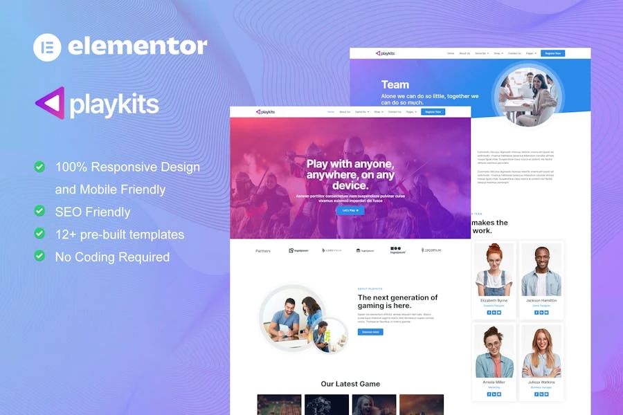 Playkits – Kit de Template Kit Elementor para editor de Vídeo y tienda
