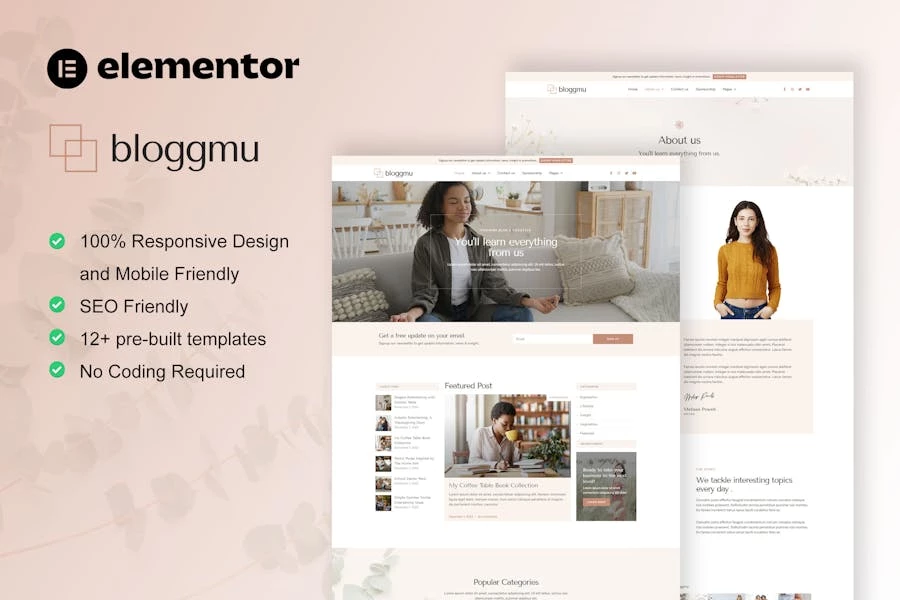 Bloggmu – Template Kit Elementor para blog femenino