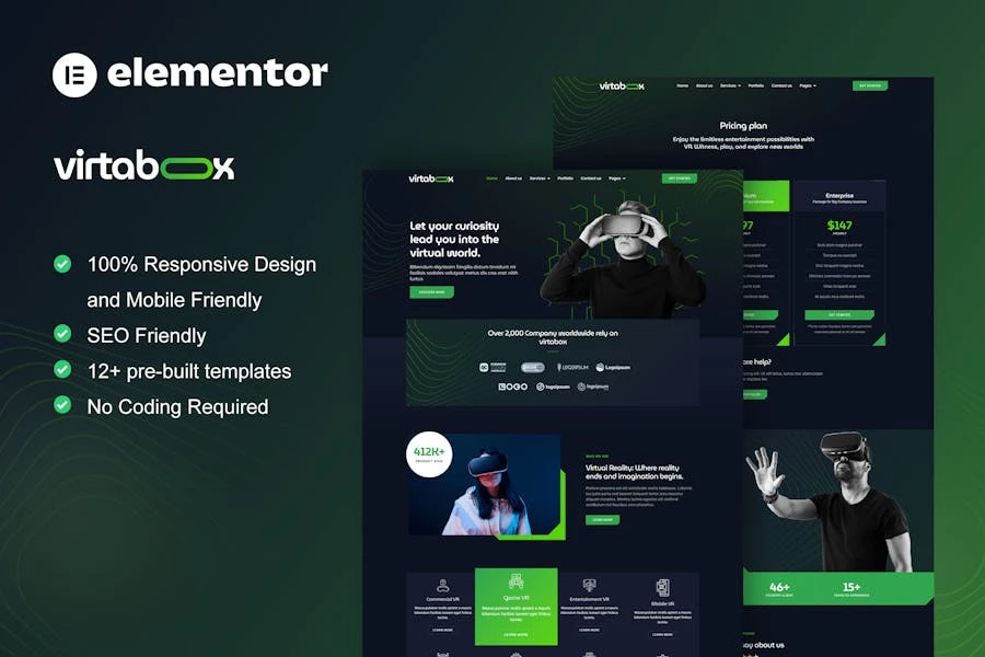 VirtaBox – Template Kit Elementor para servicios de realidad virtual