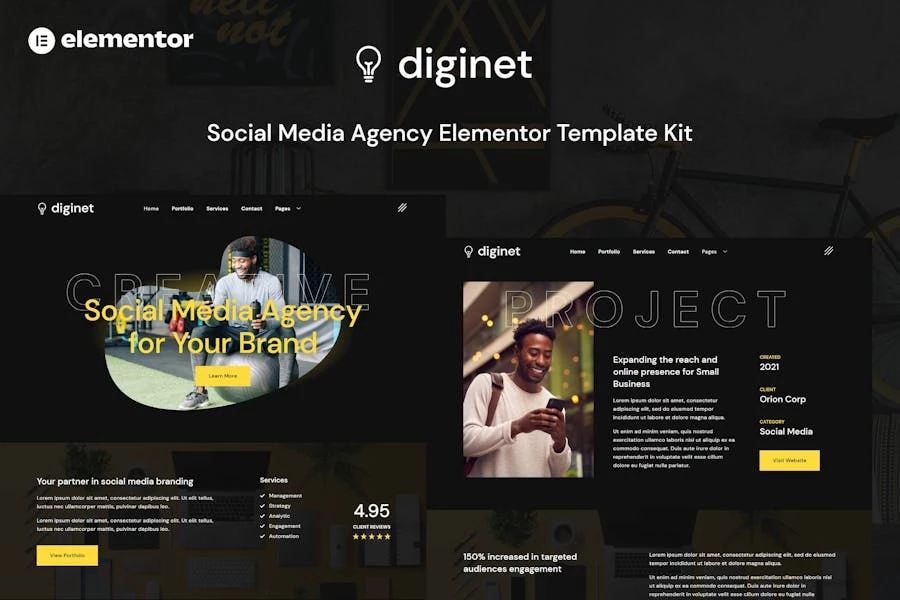 Diginet – Template Kit Elementor de la agencia de marketing en redes sociales