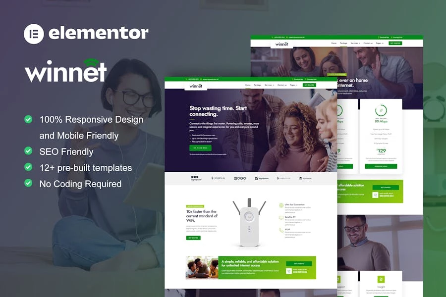 WinNet – Template Kit Elementor para proveedores de servicios de banda ancha e Internet
