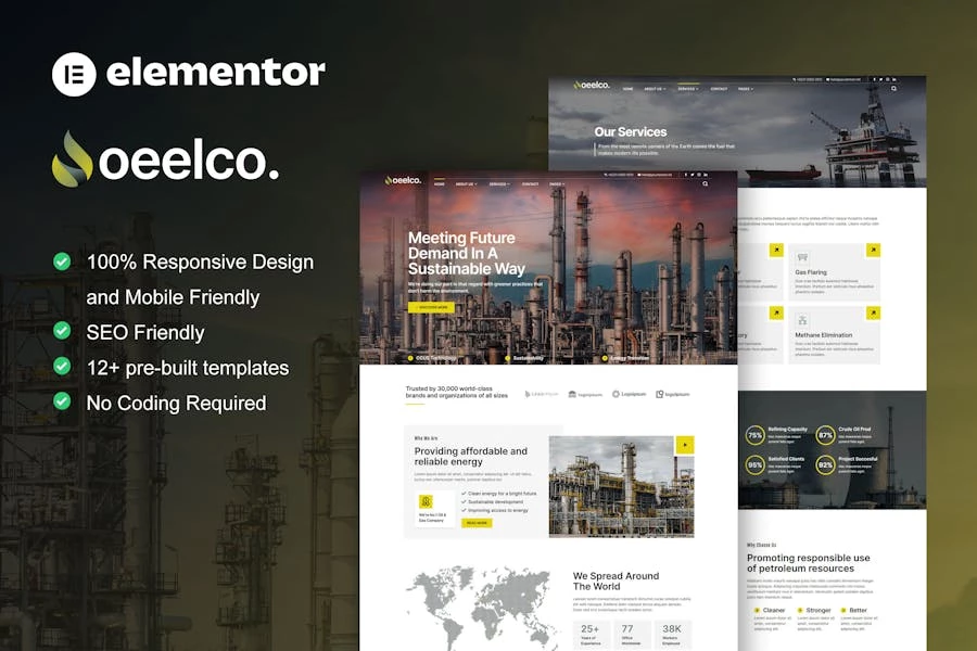 Oeelco – Template Kit para empresas petroleras e industriales Elementor