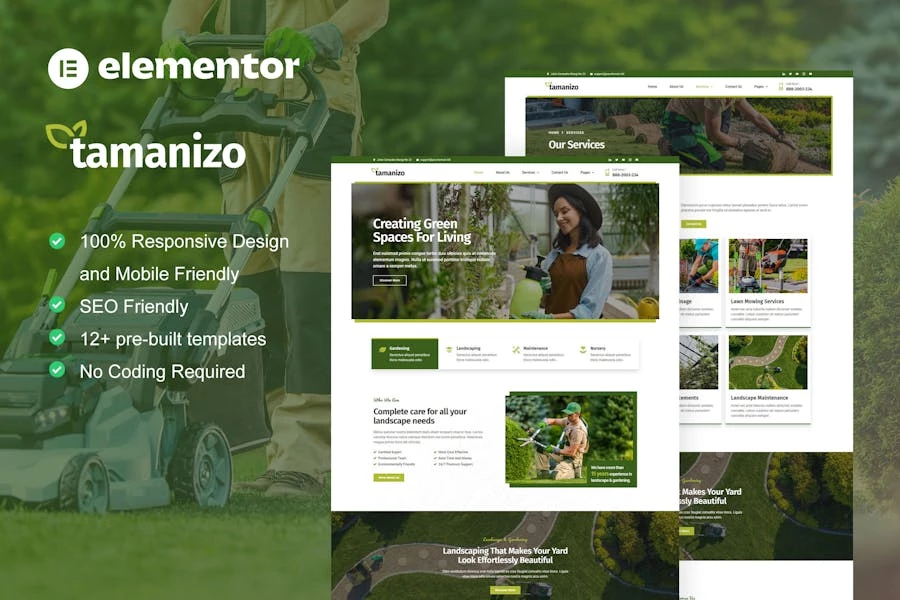 Tamanizo – Template Kit Elementor para jardinería y paisajismo
