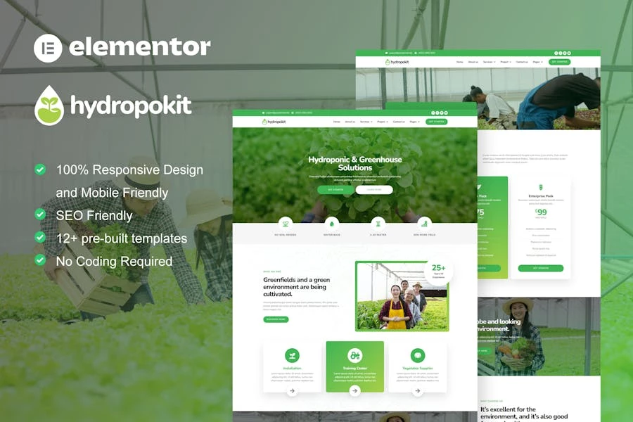 Hydropokit – Template Kit Elementor para uso hidropónico y agrícola