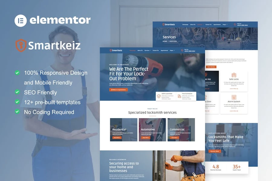 Smartkeiz – Template Kit Elementor para servicios de cerrajería