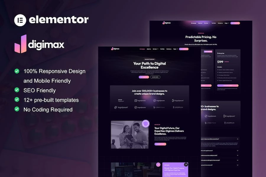 Digimax – Kit de plantillas Elementor para agencias de marketing digital