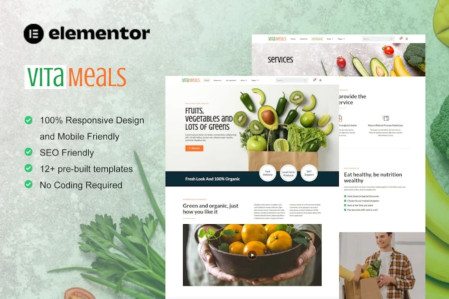 Vitameals – Template Kit Elementor para tienda de frutas y verduras