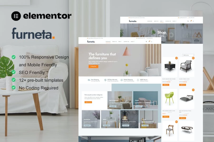 Furneta – Template Kit Elementor para tienda de muebles