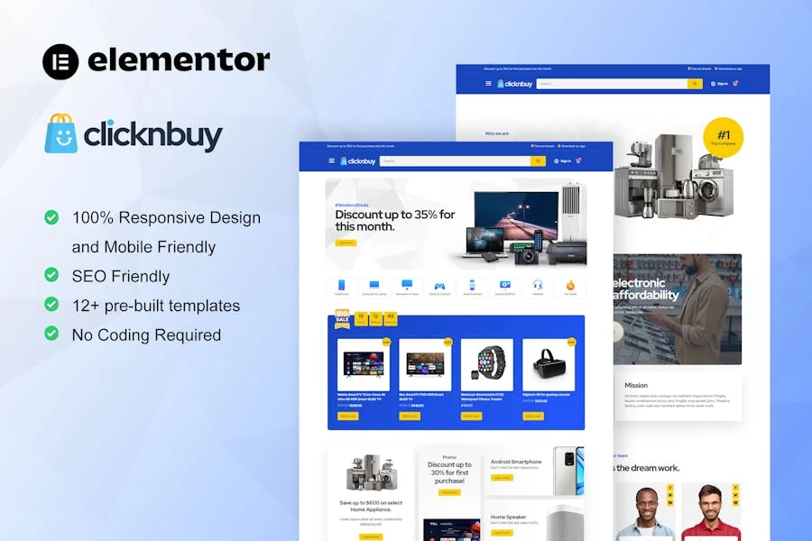 Clicknbuy – Template Kit Elementor para tiendas Electrónico de Woocommerce
