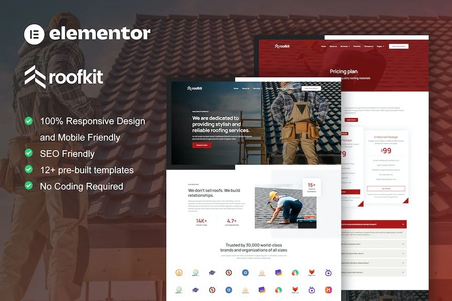 RoofKit – Template Kit Elementor Pro para servicios de techado