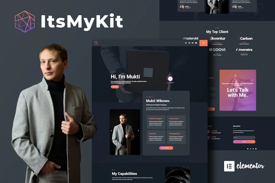 ItsMyKit – Kit de plantillas Dark Creative Portfolio Elementor