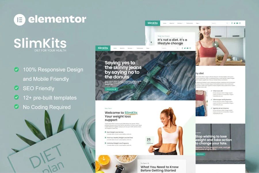 Slimkits – Template Kit Elementor del programa de pérdida de peso y dieta