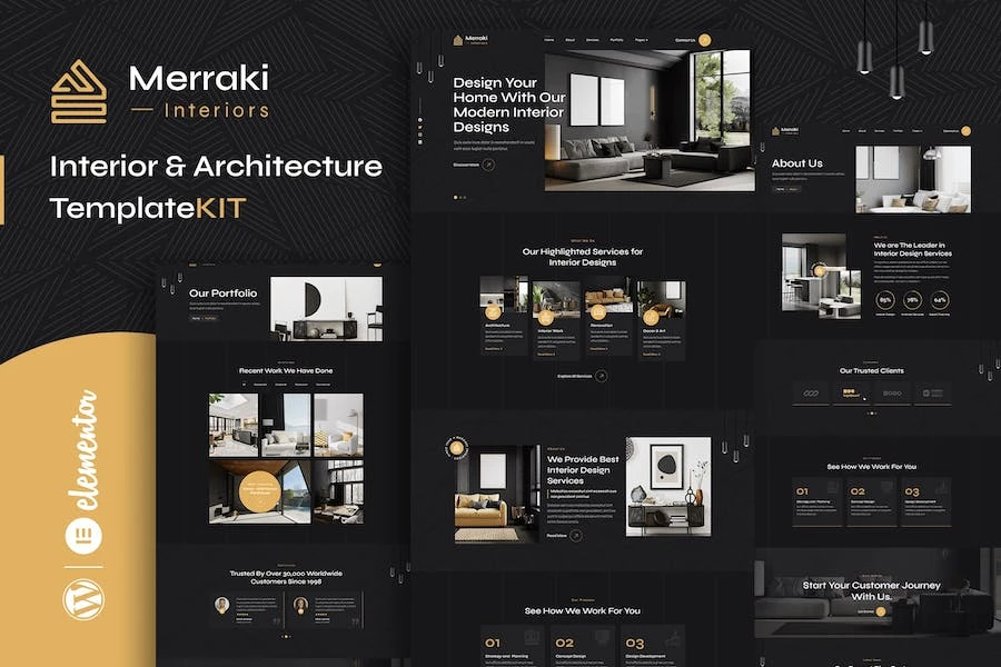 Merraki – Template Kit Elementor para interiores y arquitectura