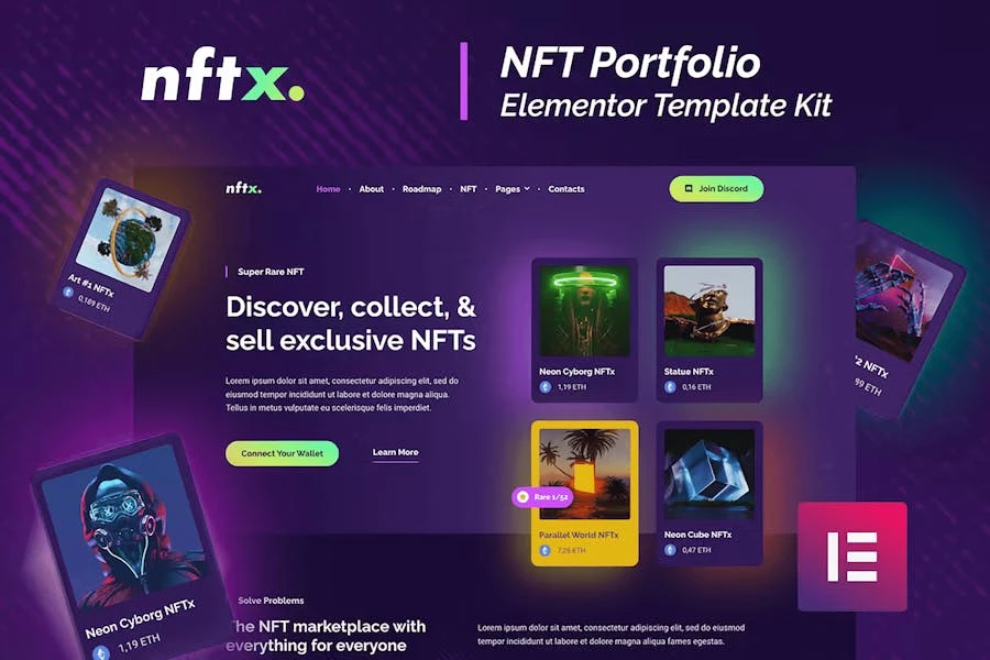 NFTX – Template Kit NFT Porfolio Elementor