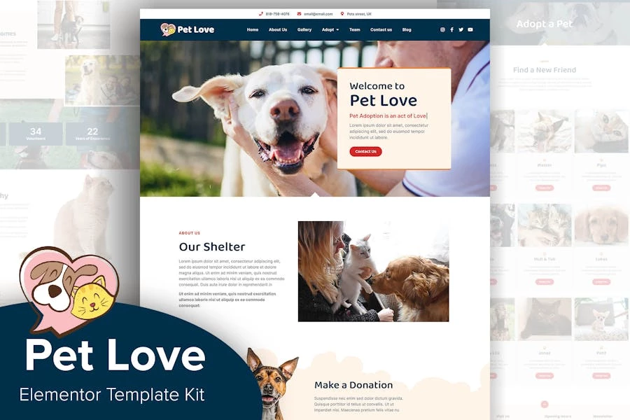 Pet Love – Animal Shelter Elementor Template Kit