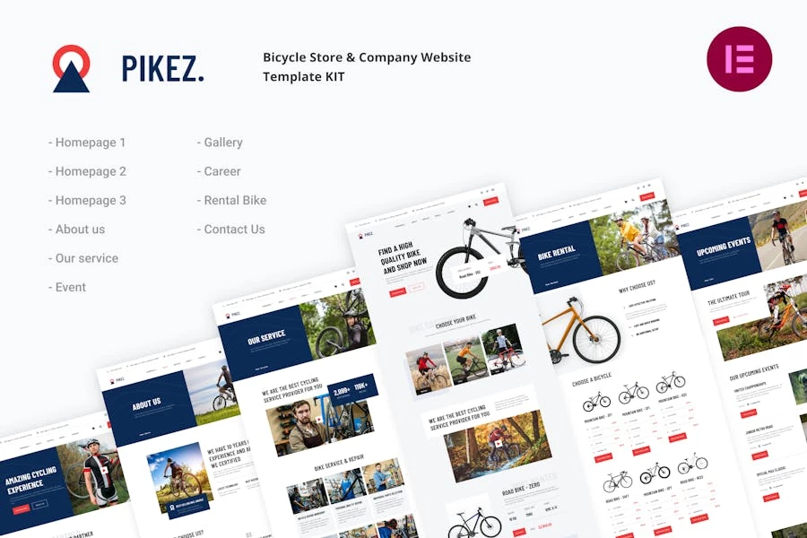 Pikez – Template Kit Elementor para tienda de bicicletas y alquiler de bicicletas