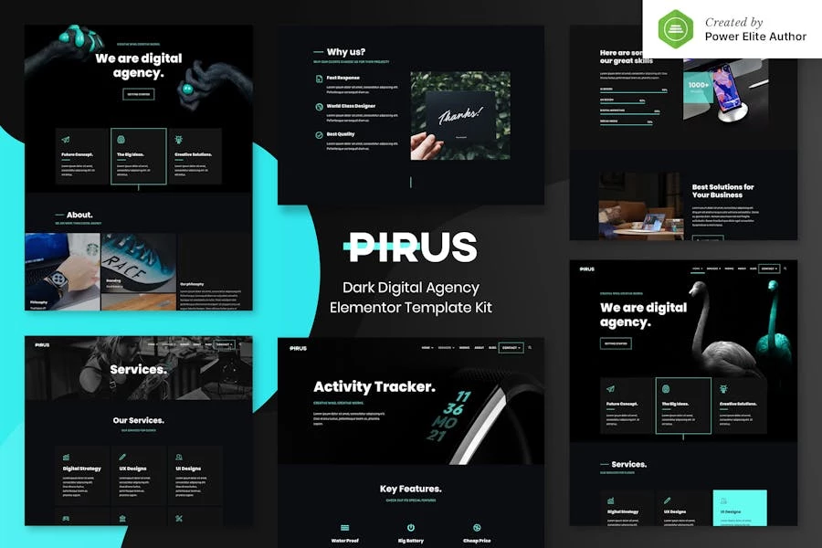 PIRUS – Template Kit Elementor de la Agencia Digital Oscura