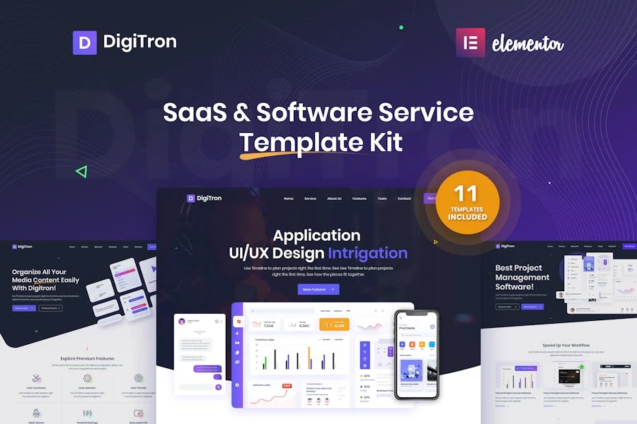 Digitron – Template Kit Elementor para software y SaaS
