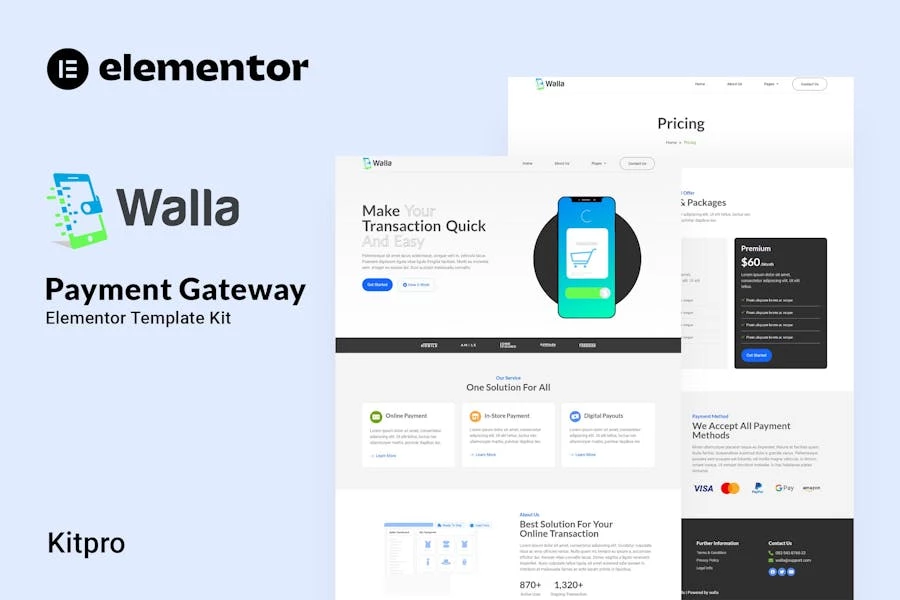Walla – Template Kit Elementor de pasarela de pago
