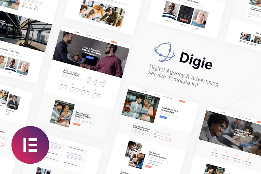 Digie | Kit de plantillas Elementor para agencias digitales y servicios de publicidad