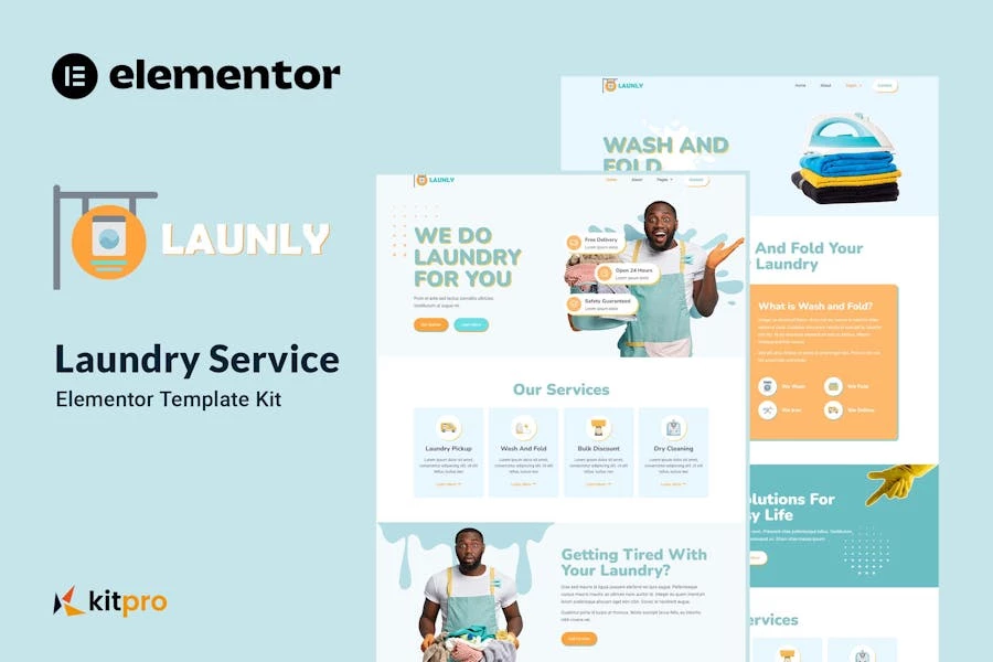 Launly – Kit de plantillas Elementor para servicio de lavandería