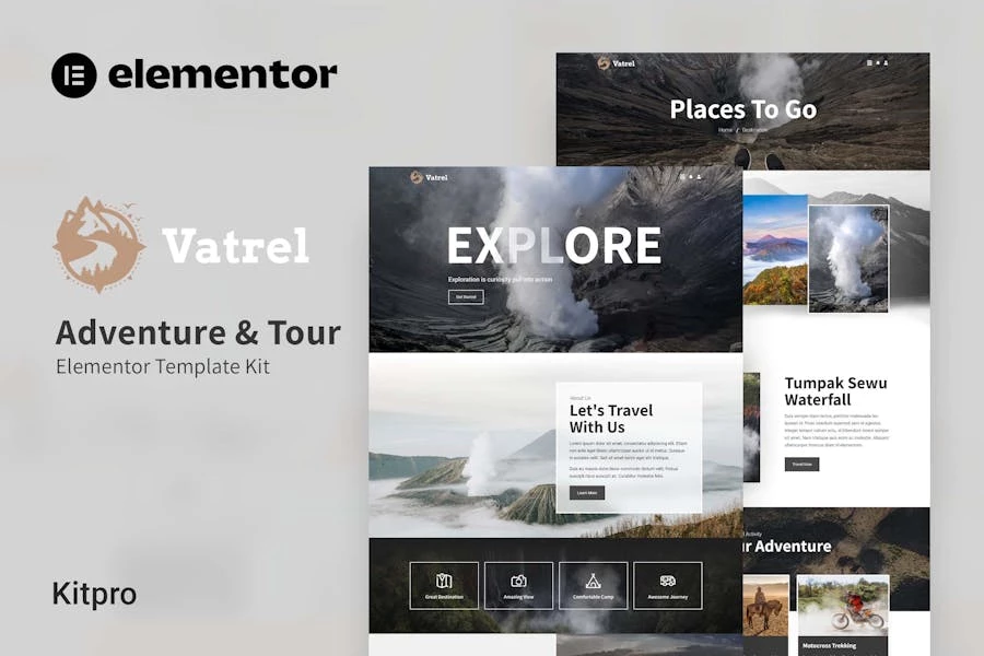 Vatrel – Kit de plantillas Elementor para aventuras y viajes