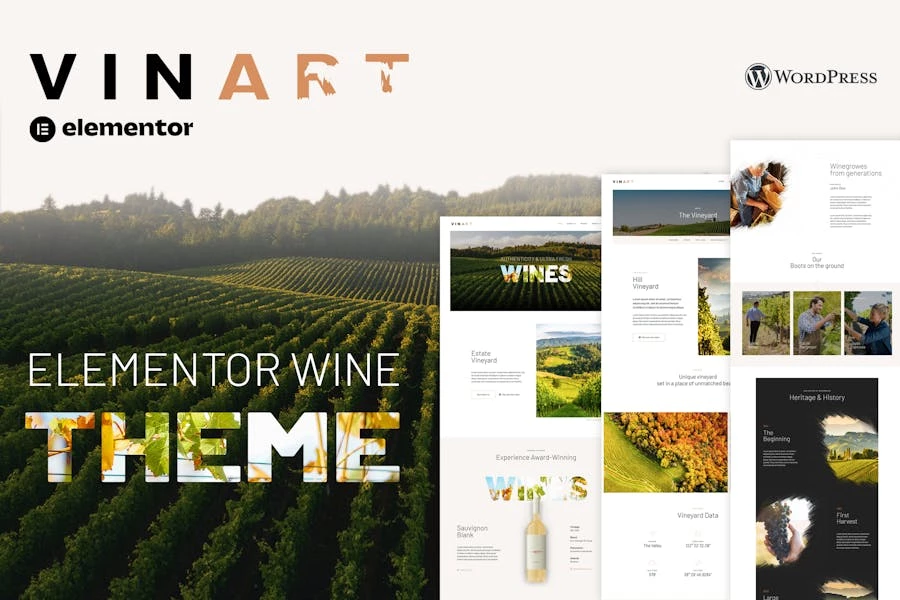 Vinart – Template Kit de marca de vino y Vinyard Elementor