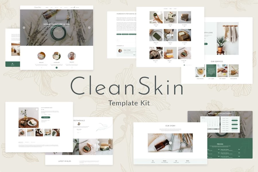CleanSkin | Kit de plantillas de cosméticos naturales y jabón orgánico hecho a mano