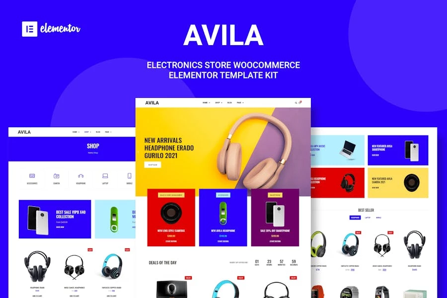 Ávila – Kit de Plantillas Elementor de WooCommerce Electrónico