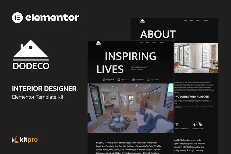 Dodeco – Kit de plantillas Elementor para diseñadores de interiores