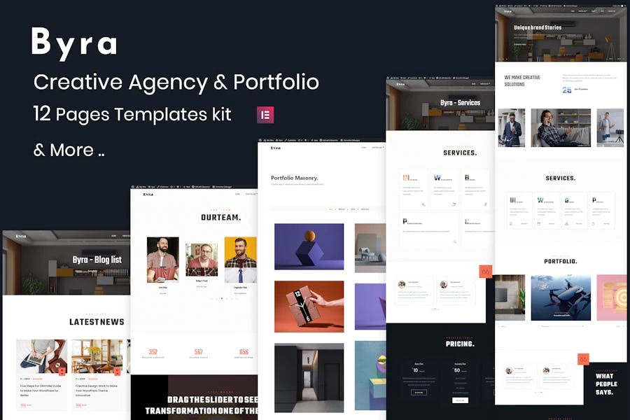 Byra – Template Kit Elementor para agencia creativa y Porfolio moderno
