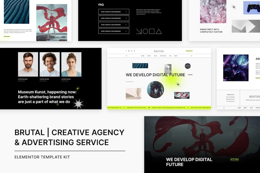 Brutal | Template Kit Elementor para agencia creativa y servicio de publicidad