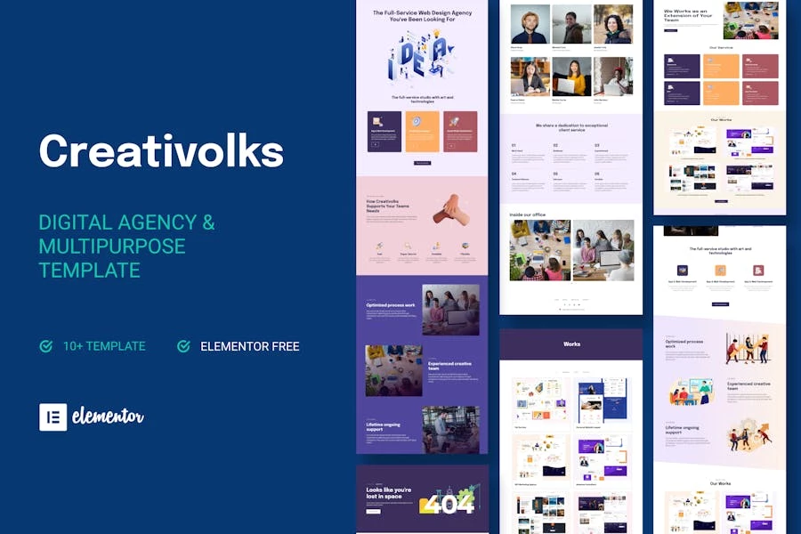 Creativolks – Template Kit Elementor para Agencia creativas y de negocios