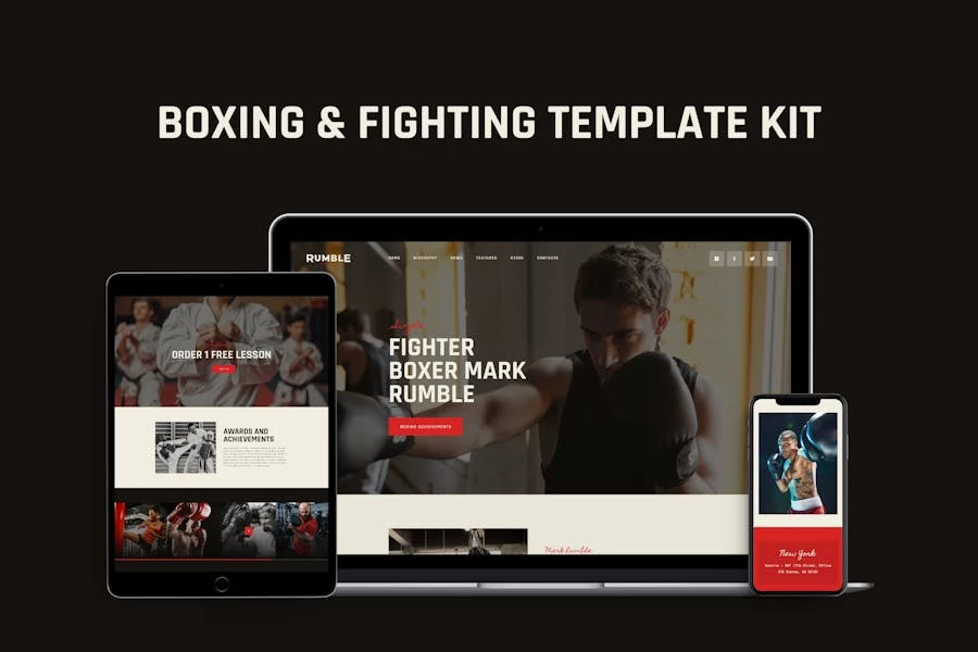 Rumble – Kit de plantillas Elementor de boxeo, artes marciales mixtas y lucha
