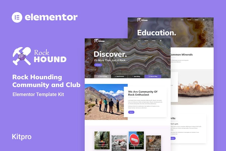 Rockhound – Template Kit Elementor para el club Comunidad Rock Hounding