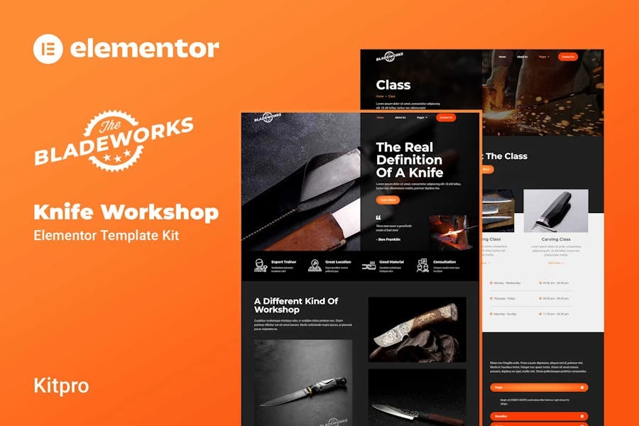 Bladeworks – Template Kit Elementor de Knife Workshop