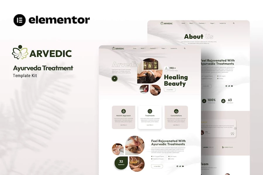 Arvedic – Kit de plantillas Elementor para tratamientos de belleza
