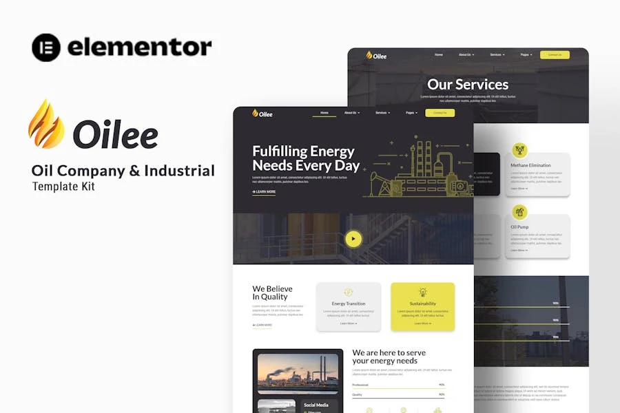 Oilee – Template Kit Elementor para empresas petroleras e industriales