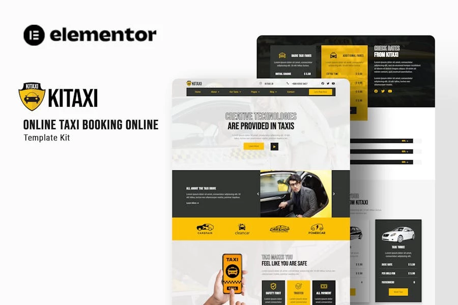 Kitaxi – Template Kit Elementor para reservas de taxis en línea