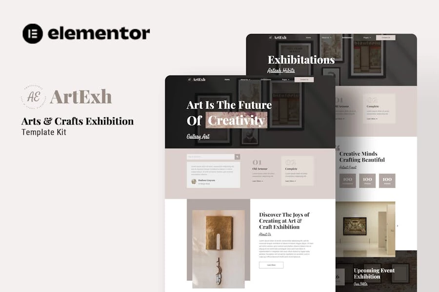 Artexh – Template Kit Elementor para exposiciones de arte y manualidades