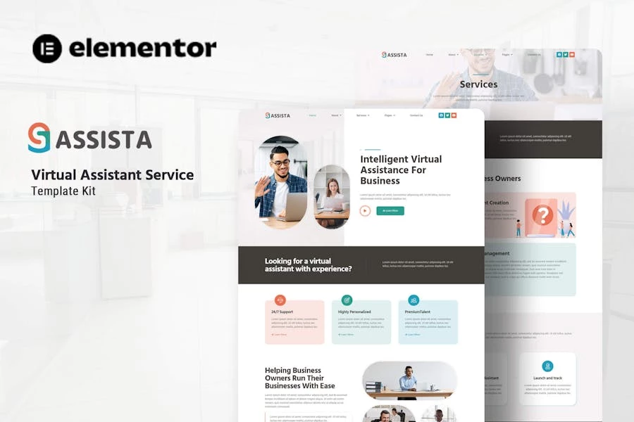 Assista – Template Kit Elementor del servicio de asistente virtual