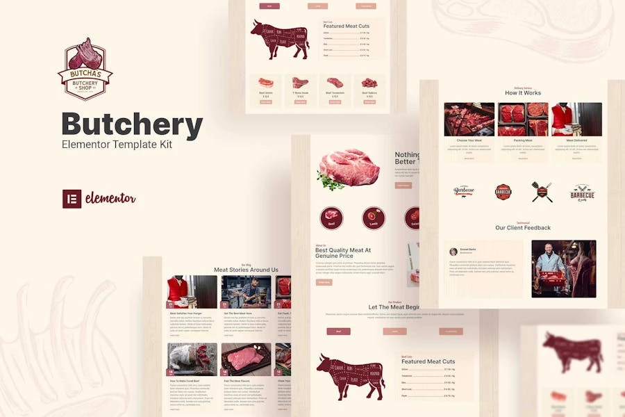 Butcha – Template Kit Elementor de carnicería