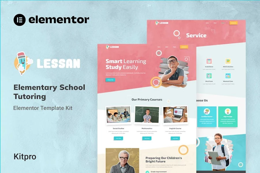 Lessan – Template Kit Elementor para tutoría para escuelas primarias