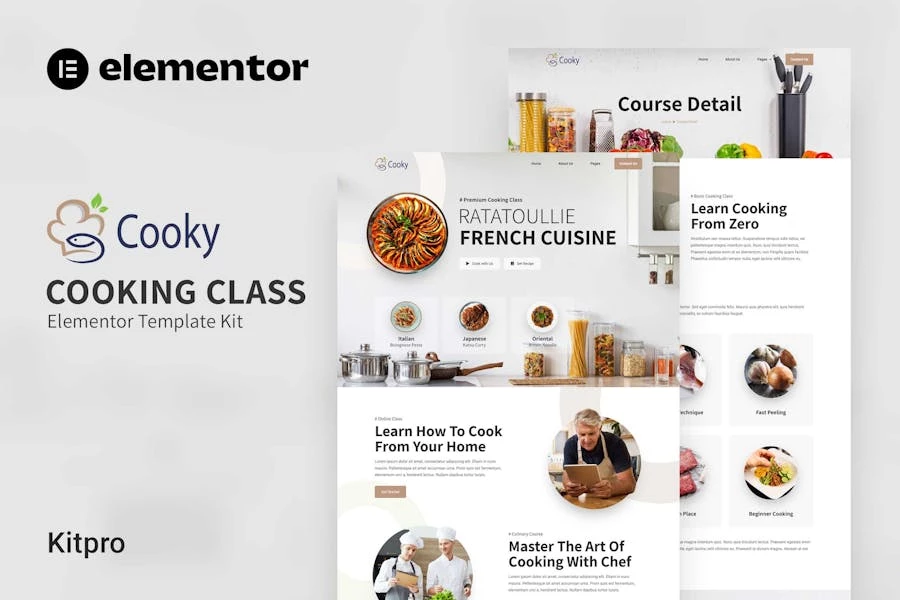 Cooky – Template Kit Elementor para clases de cocina