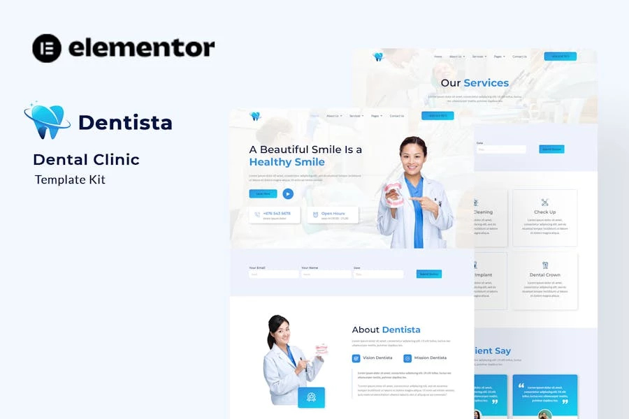 Dentista – Template Kit Elementor para clínicas dentales