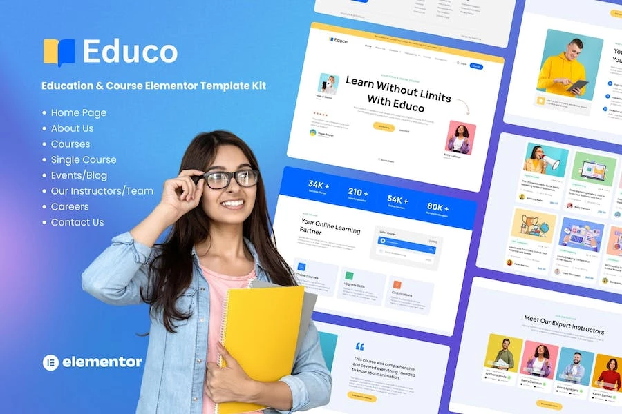 Educo – Template Kit Elementor para cursos educativos y en línea