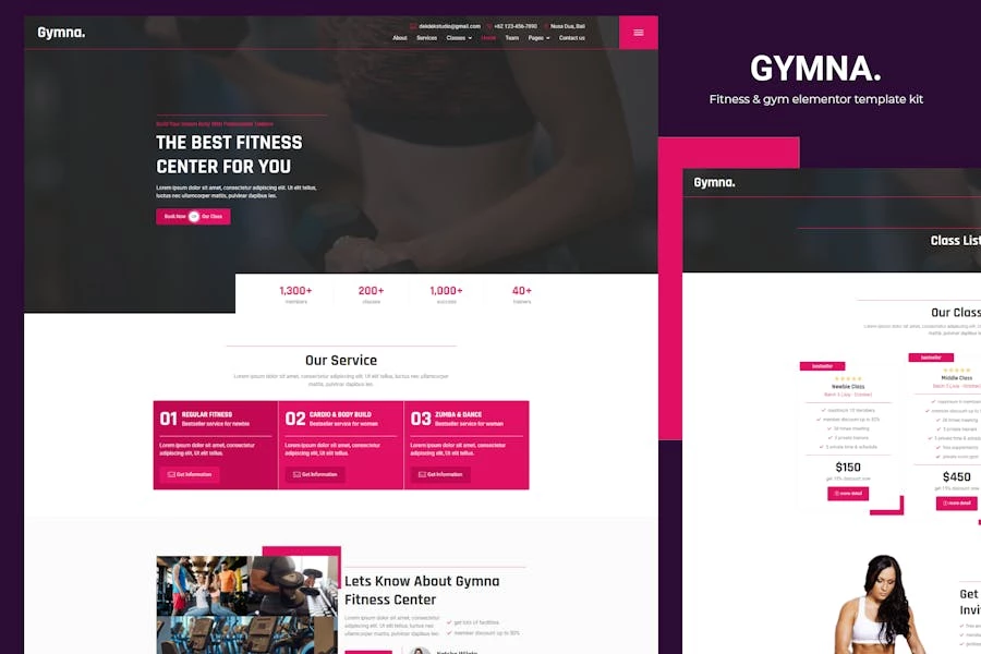 Gymna – Kit de plantillas Elementor de fitness y gimnasio